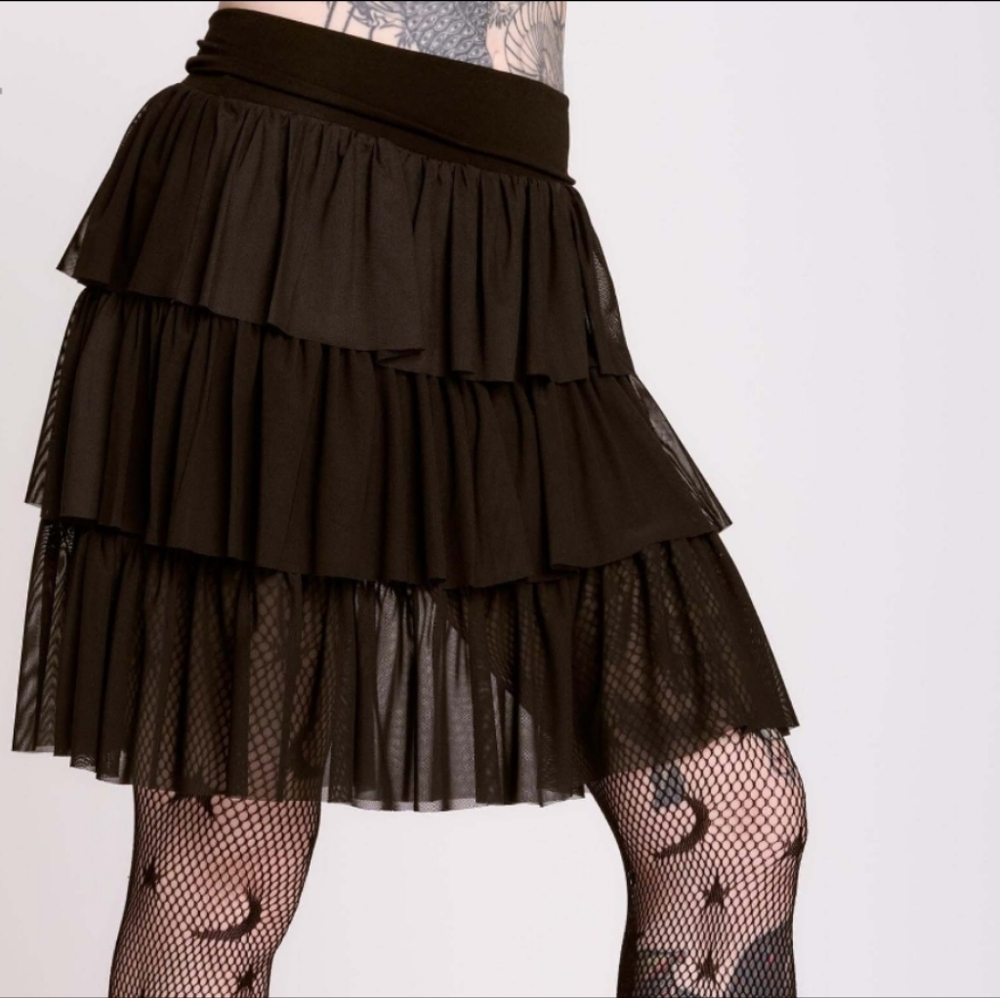 Midnight Hour NWT Women's Ruffle Mesh Skirt Black Size XS